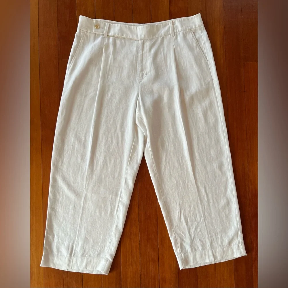 NWT Madewell The Plus Harlow Wide-Leg Pant in 100% Linen - Eyelet White - 18W